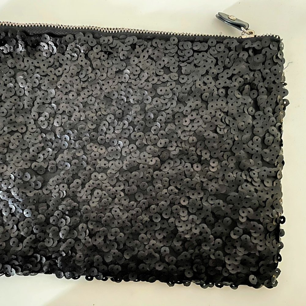 Matte Black Sequin Clutch
